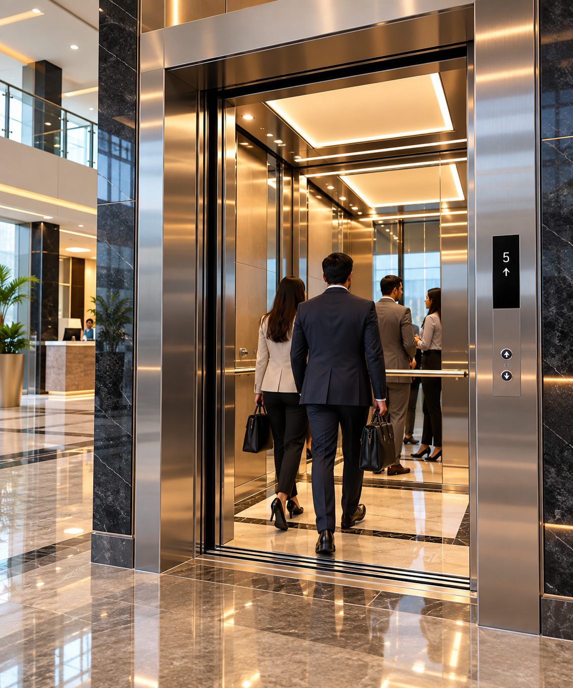 Premium commercial passenger elevator with modern automatic doors