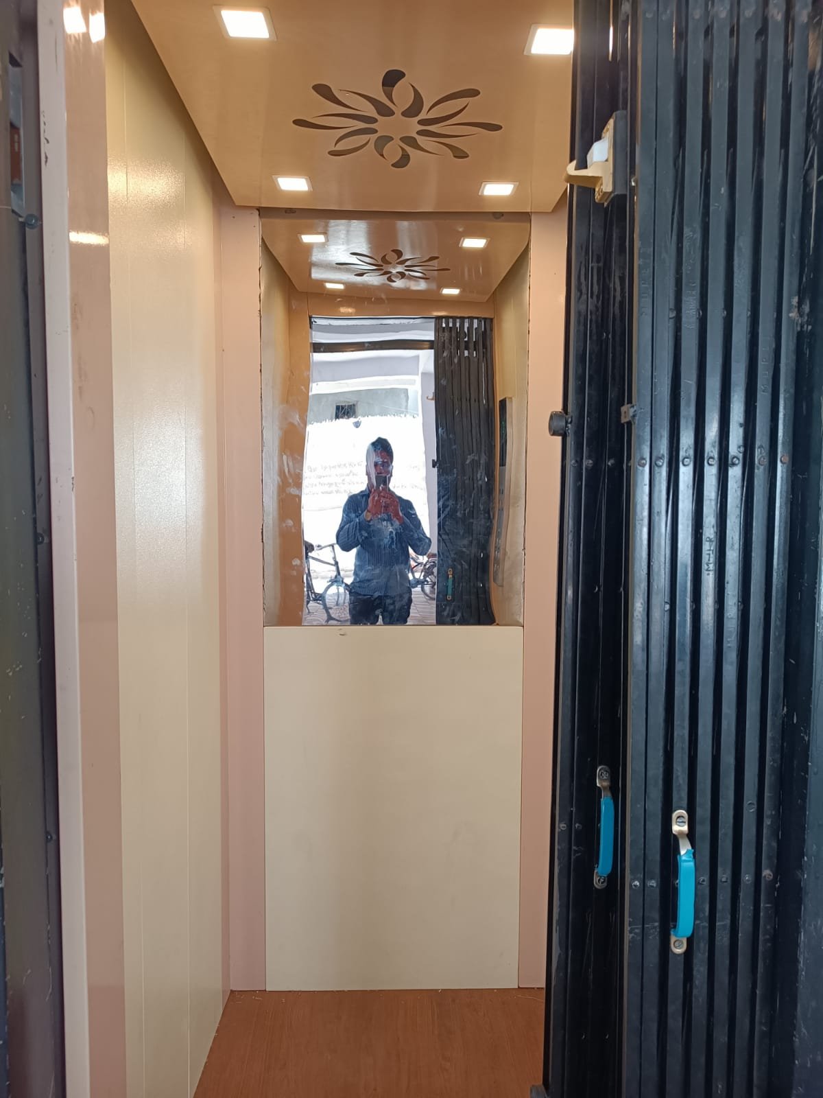 Modern residential home elevator cabin with elegant interior and compact design